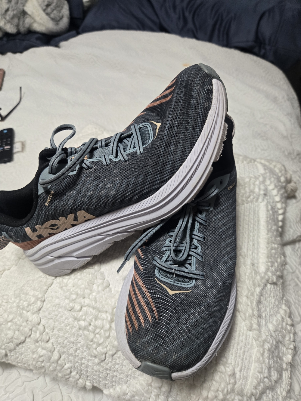 Hoka Women's Dark Gray with Peach Accent Athletic Running Shoes